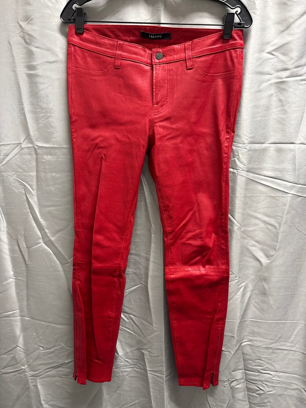 J Brand Red Leather Slim Pants Size 30